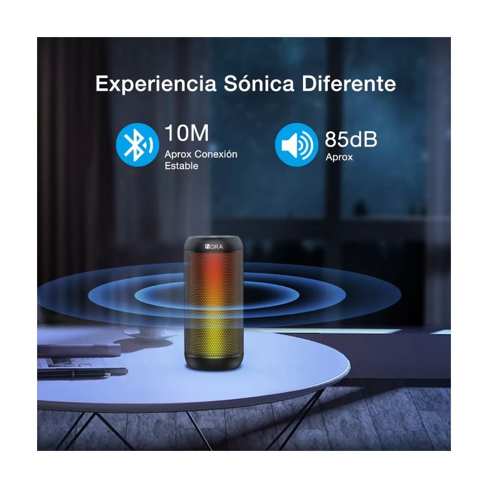 Bocina Bluetooth LED 1Hora BOC242N Diseño Portátil
