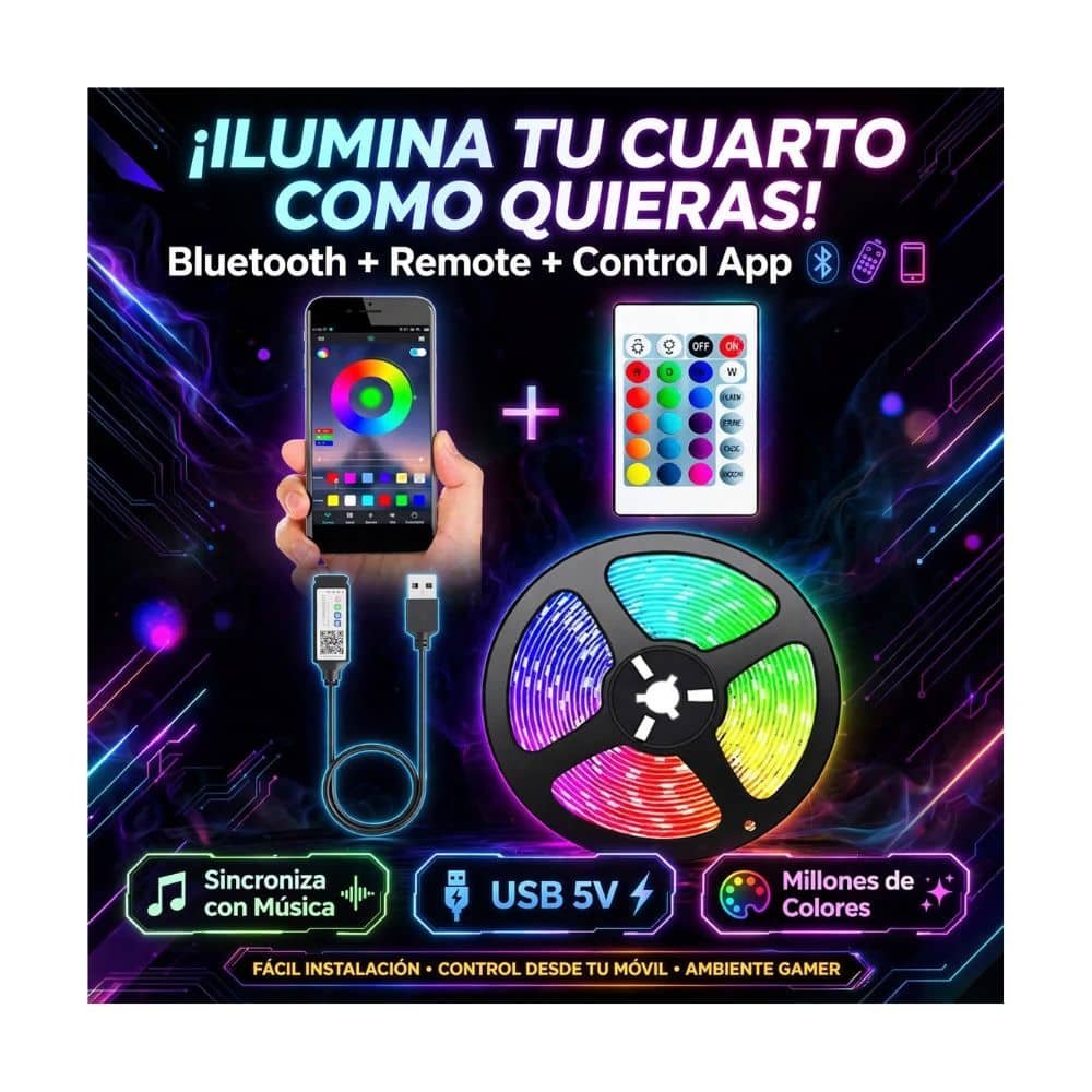 Tira de Luces LED RGB 5050 USB 5V