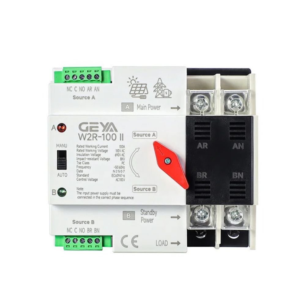 Interruptor de Transferencia Automática GEYA W2R ATS 2P 63A 110V